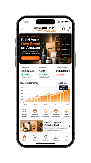 Amazon Private Label Services dashboard