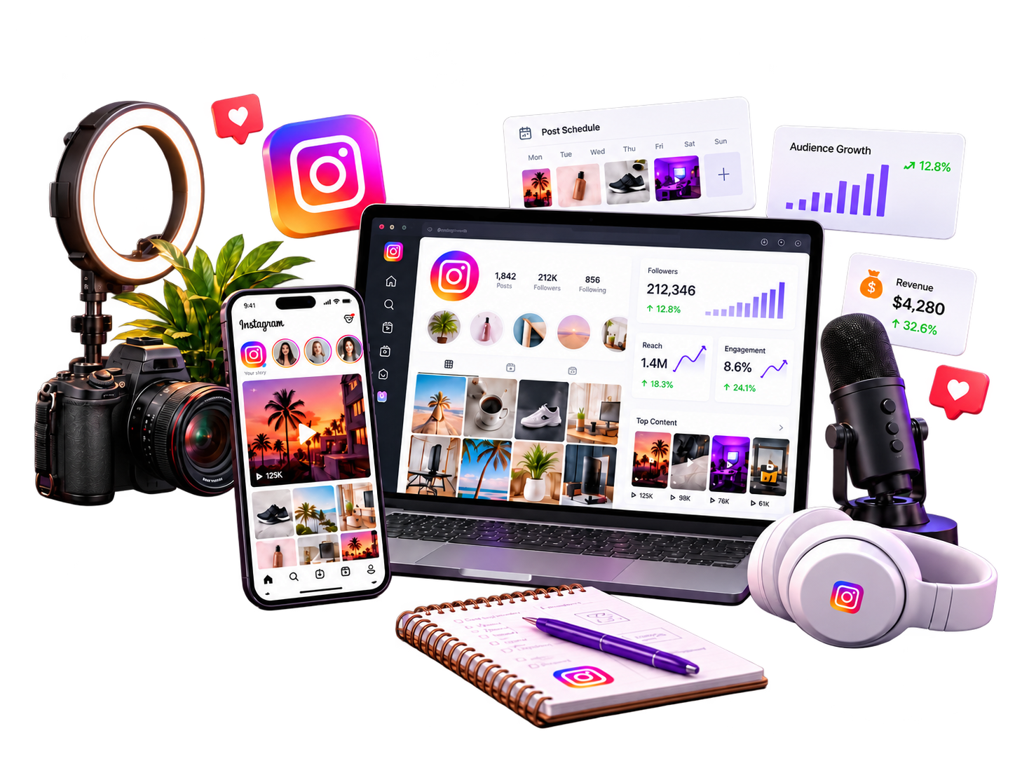 Instagram content planning and growth illustration