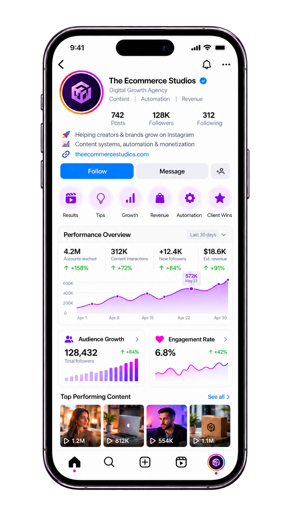 Instagram profile and analytics illustration